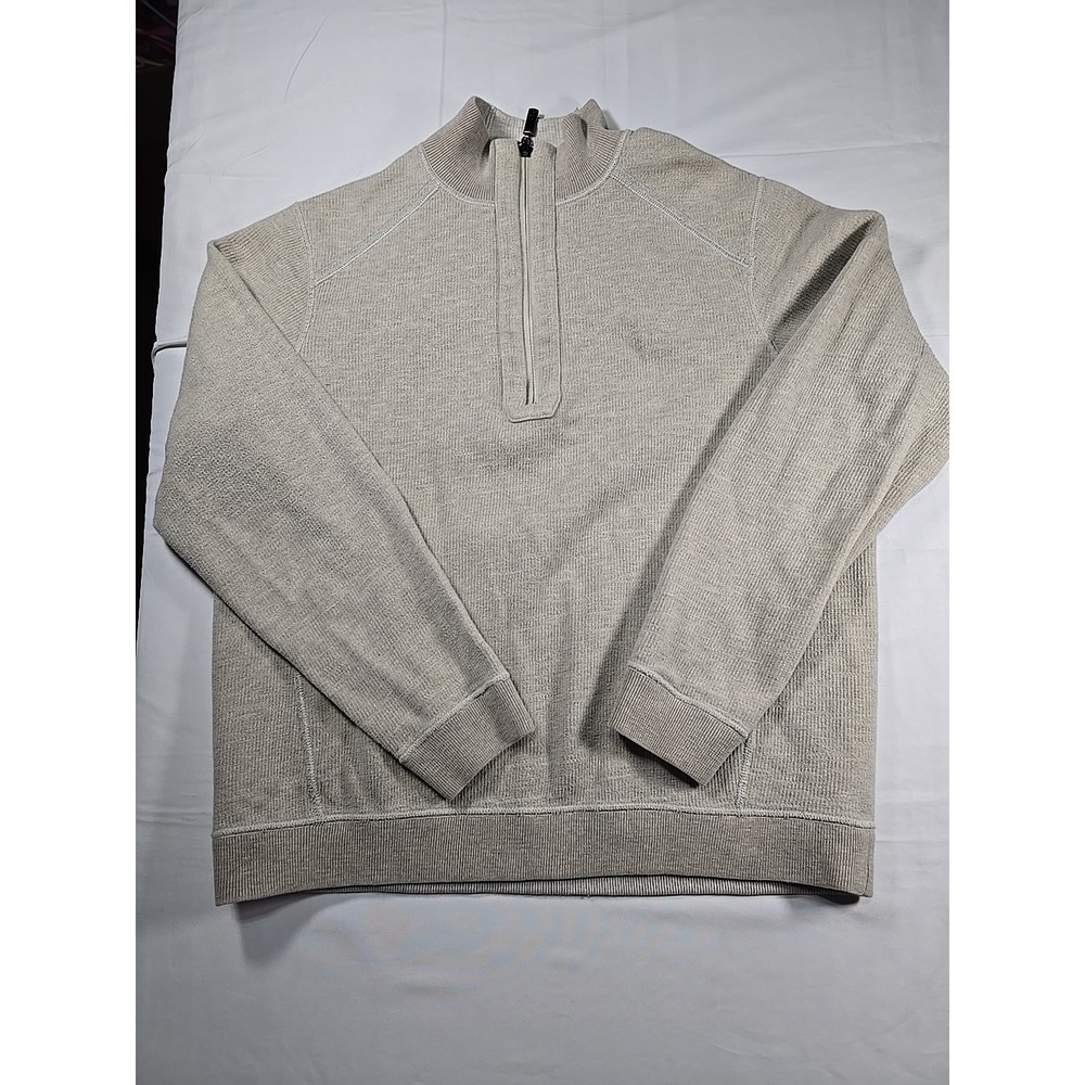 Tommy Bahama Mens‎ Small Beige Khaki Marlin 1/4 Zipper Sweater Mock Neck
